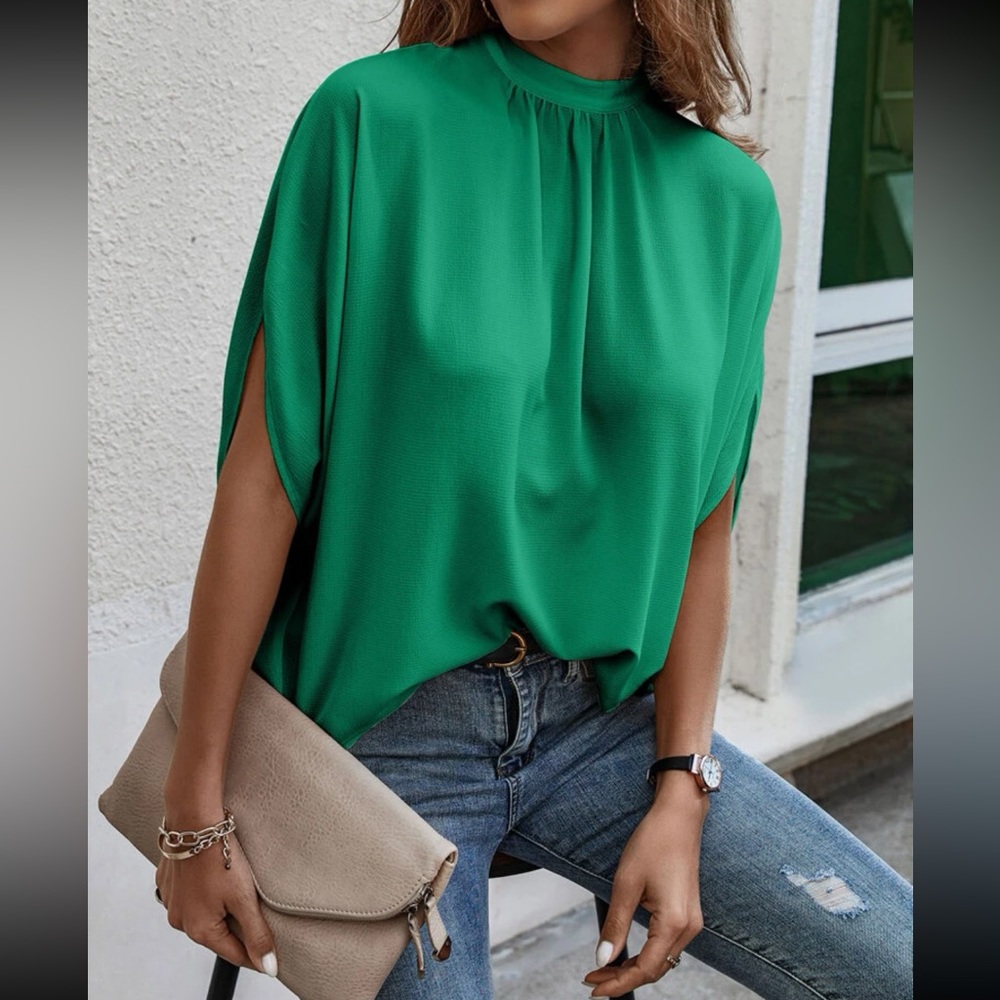 Boho tie back batwing sleeve top